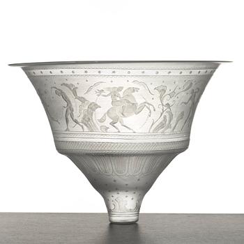 Simon Gate, an engraved glass lamp shade, Orrefors, Sweden 1920.