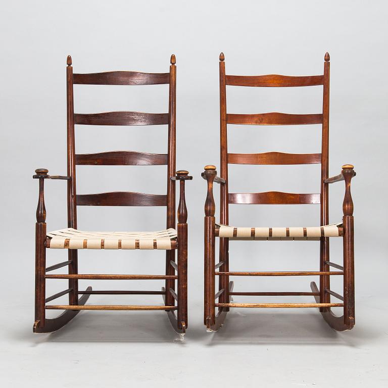 Two Shaker style rocking chairs, early 20th century.
