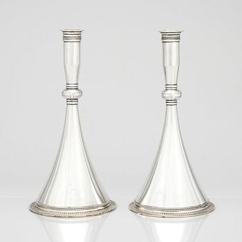 Wiwen Nilsson, a pair of silver candlesticks, Lund Sweden 1939, the so called 'byzantine' model.