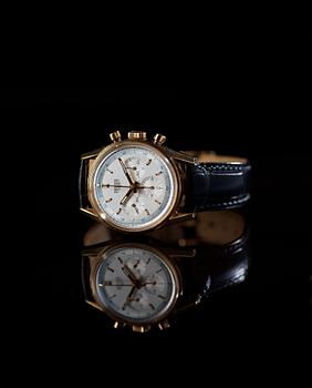 Heuer (TAG Heuer) - Carrera 1964. Automatic. Chronograph. Gold / leather strap. Cert and Box. 35mm.