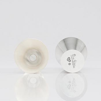 Wiwen Nilsson, a set of six sterling coctailglasses, Lund Sweden 1952-1963.