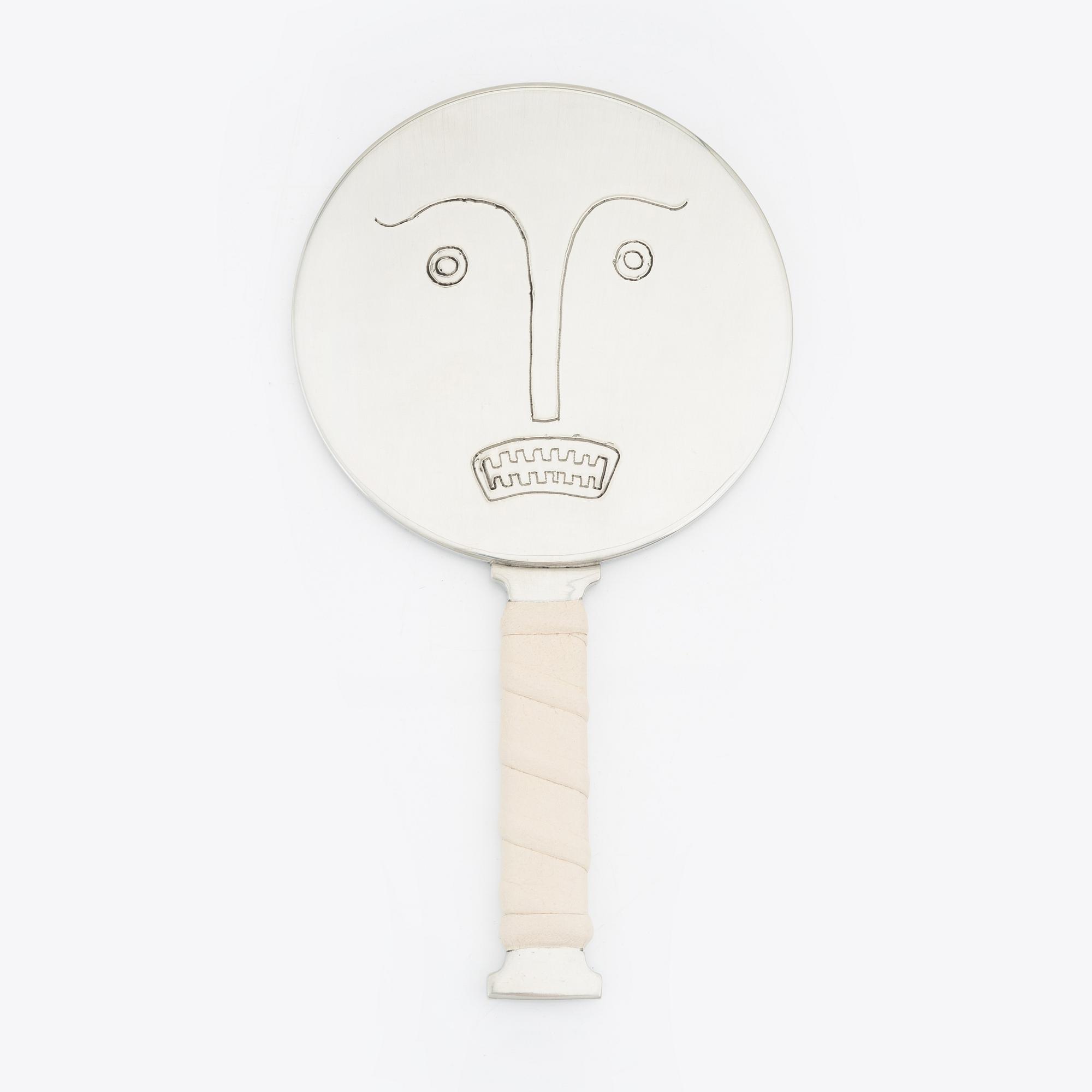 Eric Ericsson, a pewter and leather hand mirror 'Självbild Nr 5', 2012.