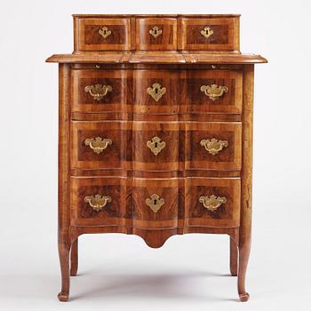 A late Baroque walnut commode by J. H. Fürloh (master in Stockholm 1724-45).