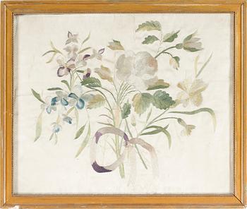 SIDENBRODERI, märkt Hedvig C. Pfeffer och daterad 1805.