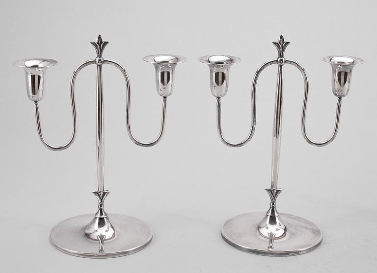 LJUSSTAKAR, 2 par, nysilver, bl a AEG, art deco, 1900-talets första hälft.