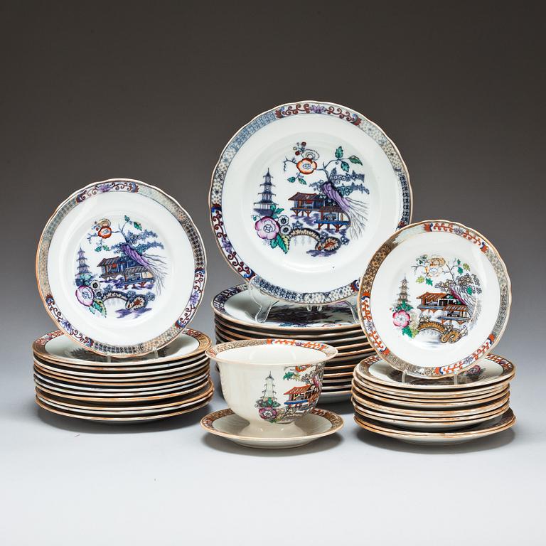 SERVISDELAR, 36 st, flintgods. "Japan", Rörstrand. 1900-talets första hälft.