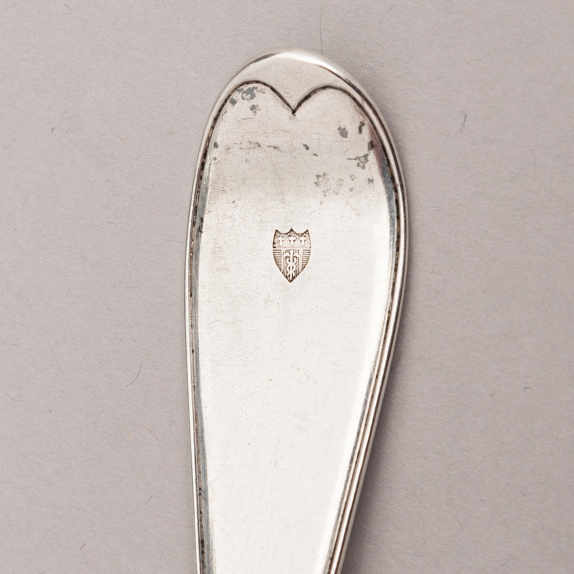 A set of four 18th-Century silver dinner forks, mark of Mikael Nyberg, Stockholm 1790-92.