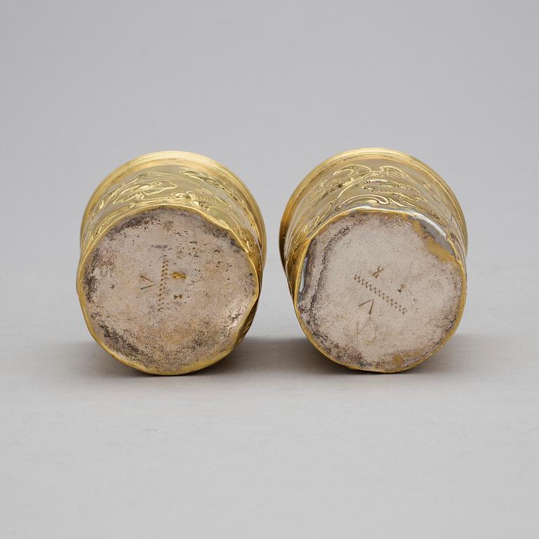 BÄGARE, mässing /Argent haché, troligen sent 1700-tal, Ryssland.