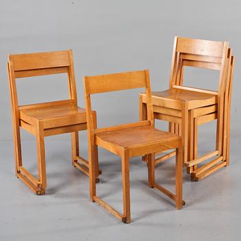 STOLAR, 6 st, sannolikt AB Svenska Möbelfabrikerna, Bodafors, 1900-talets mitt.