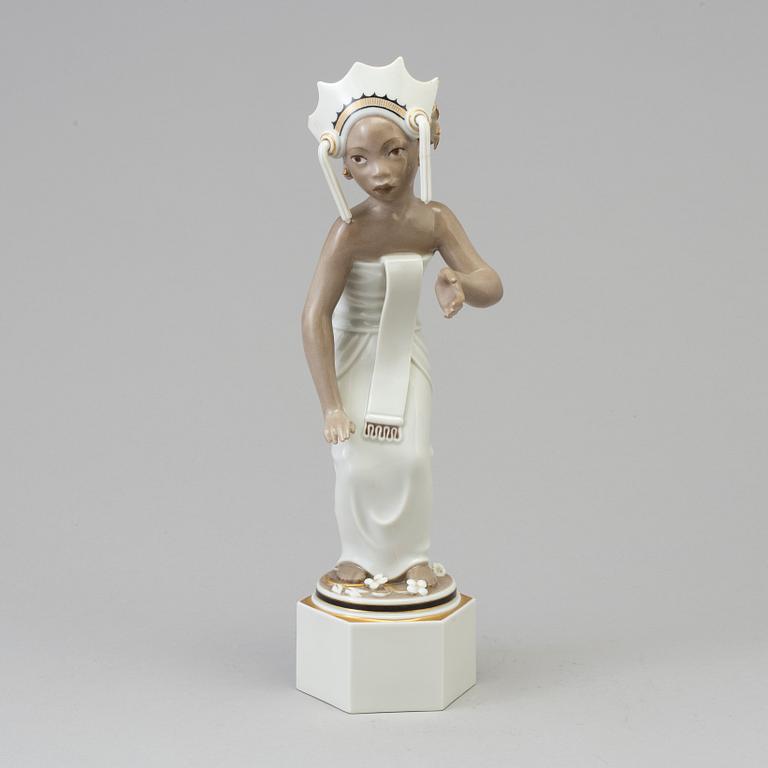 An Arno Malinowski porcelain figurine, 'Balinese dancer', for Royal Copenhagen, Denmark, 1940s.