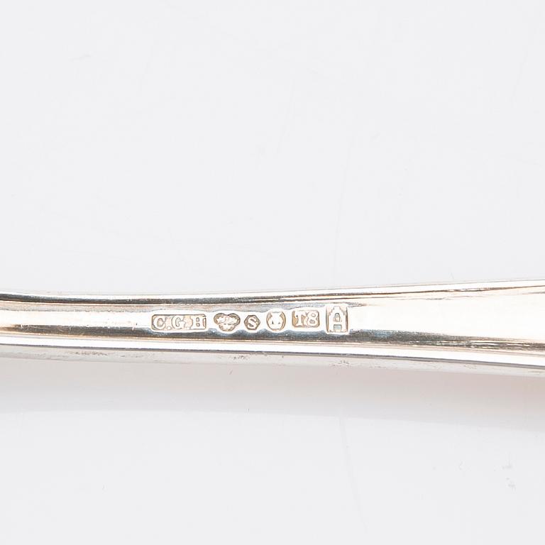 Silverbestick, 36 st, Chippendale, bl.a. Johansson J M, Göteborg, 1942-1945.