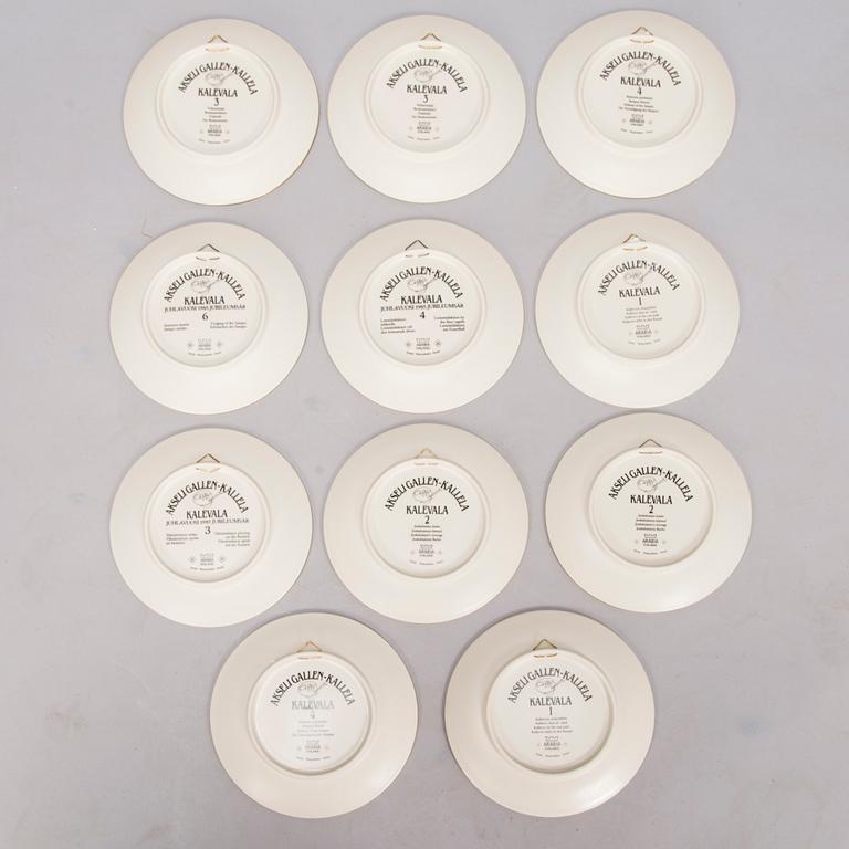 A set of 17 "Kalevala" porcelain jubilee plates by Arabia, 1980s.