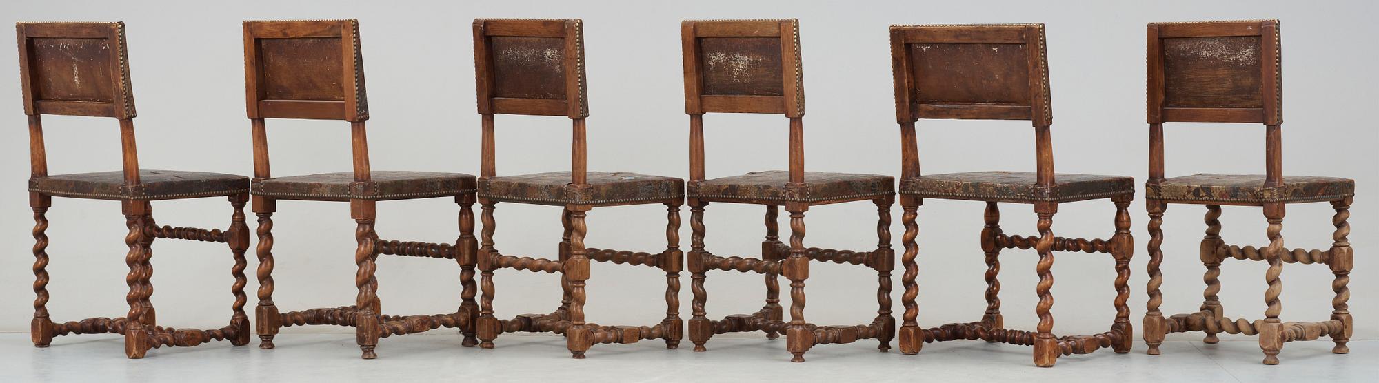 STOLAR, 6 st, barockstil, 1800-tal.