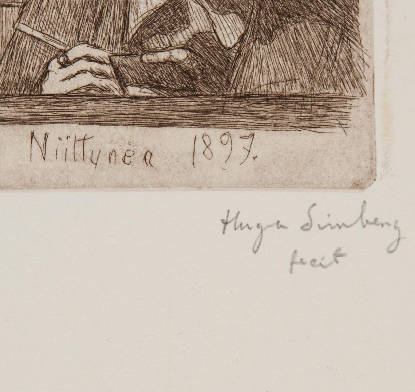 HUGO SIMBERG, 2 st etsningar, ena fecit signerad samt i plåten daterad 1897.