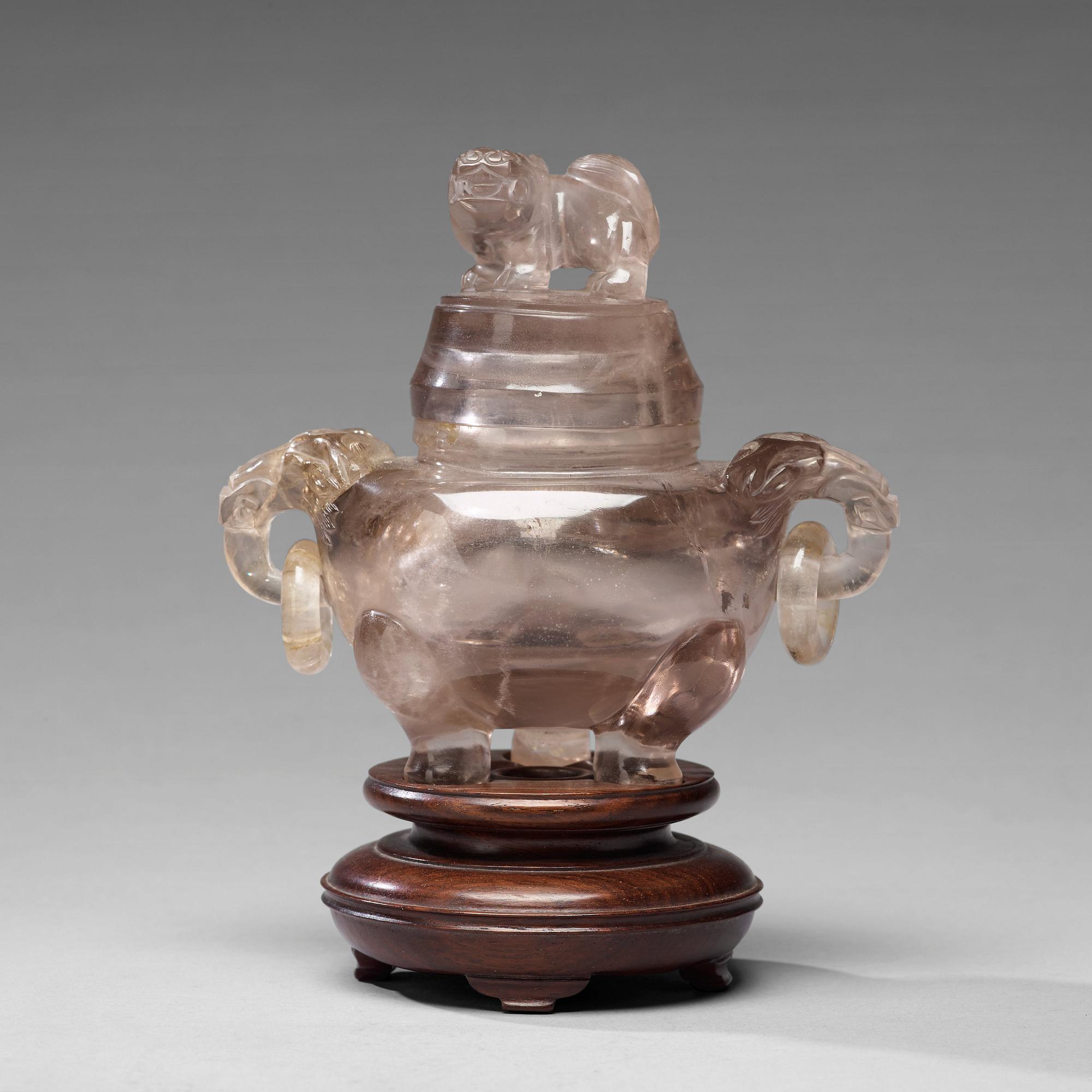 A rock chrystal censer with cover, Qing dynasty (1644-1912).