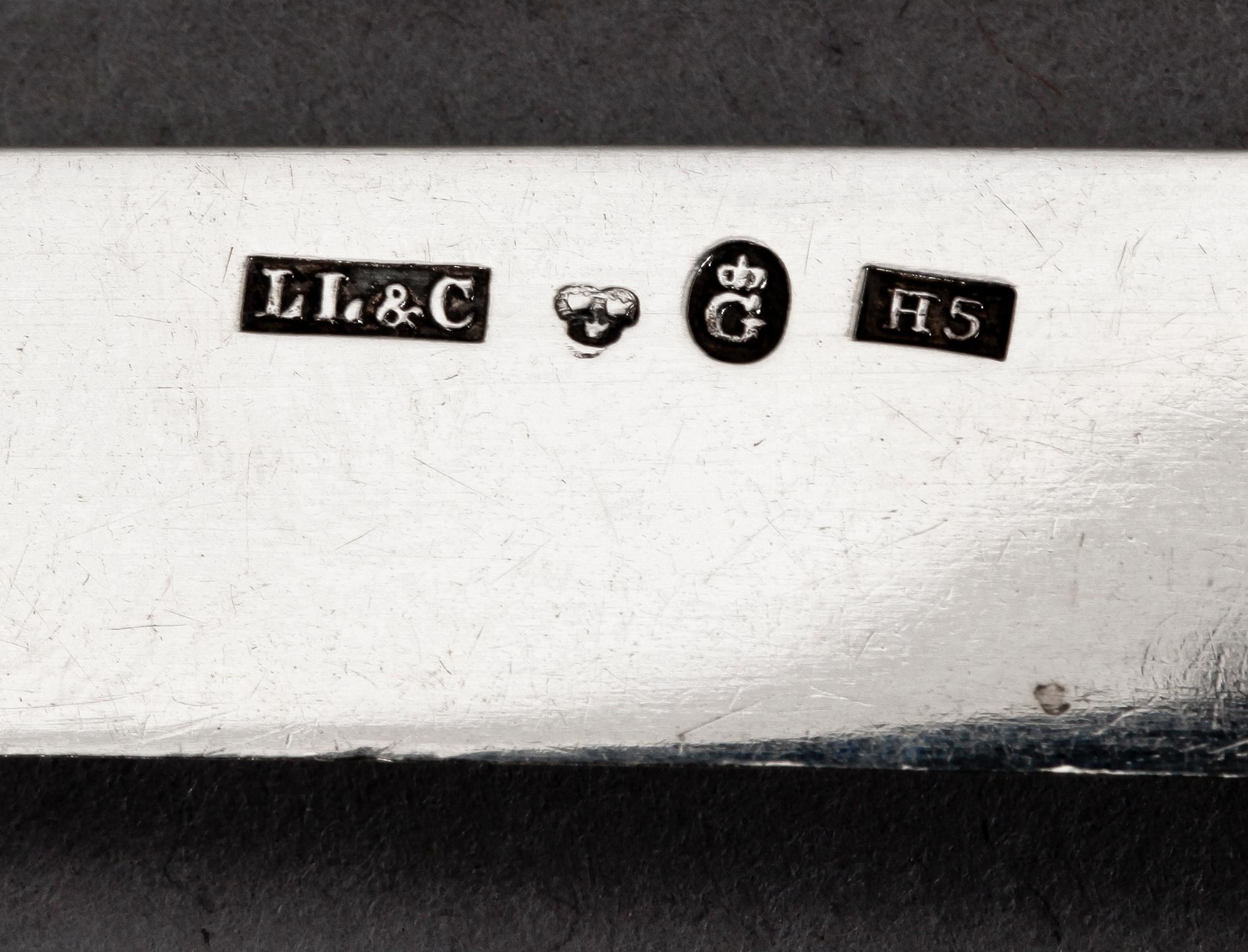 FRUKTKNIVAR, 11 st, silver, Lars Larsson, Göteborg. 1862 och 1863. Tot. vikt ca 280g.