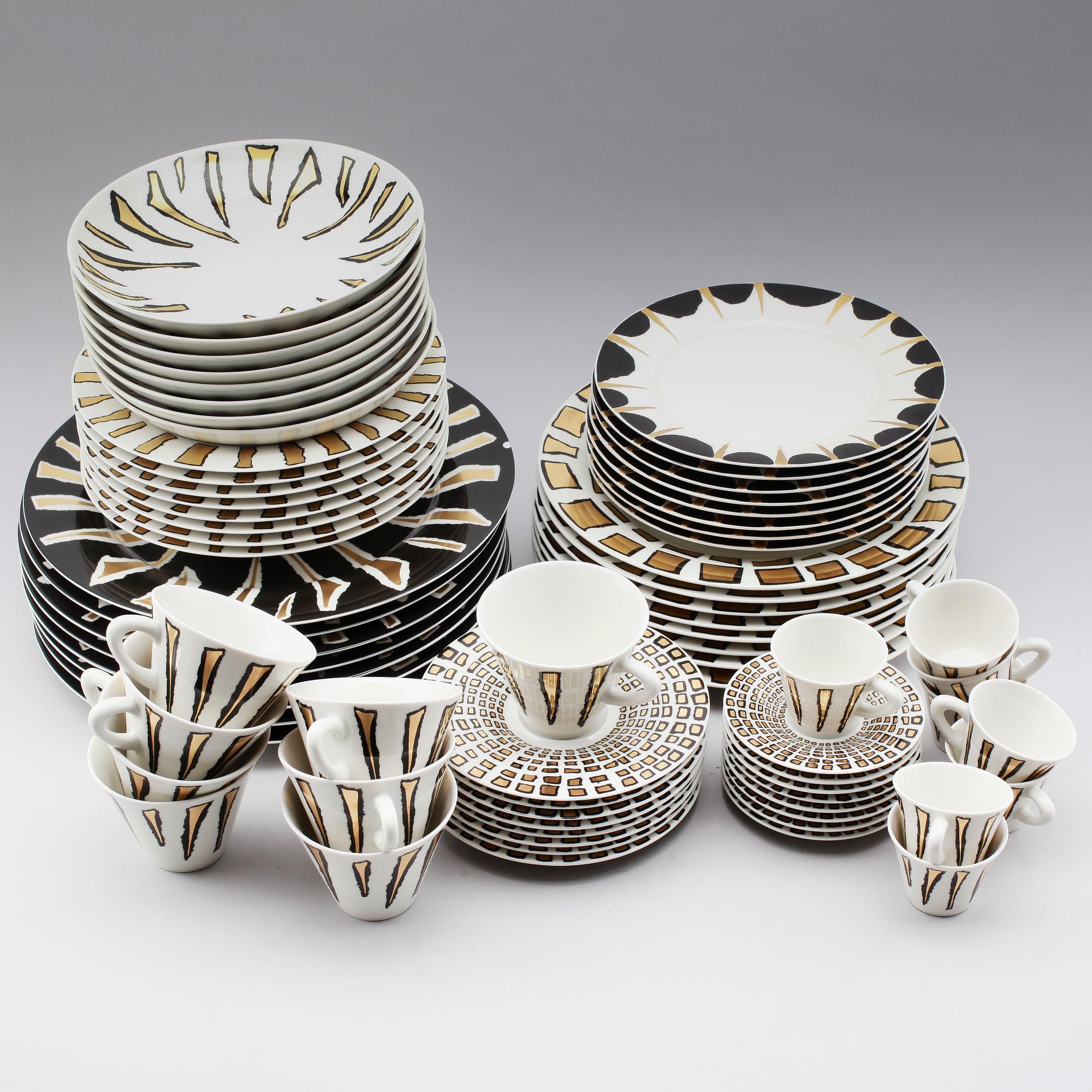 MATSERVIS, 56 delar, porslin, "Zebra", Roberta Pietrobelli, Zeitler, 1900-talets slut.