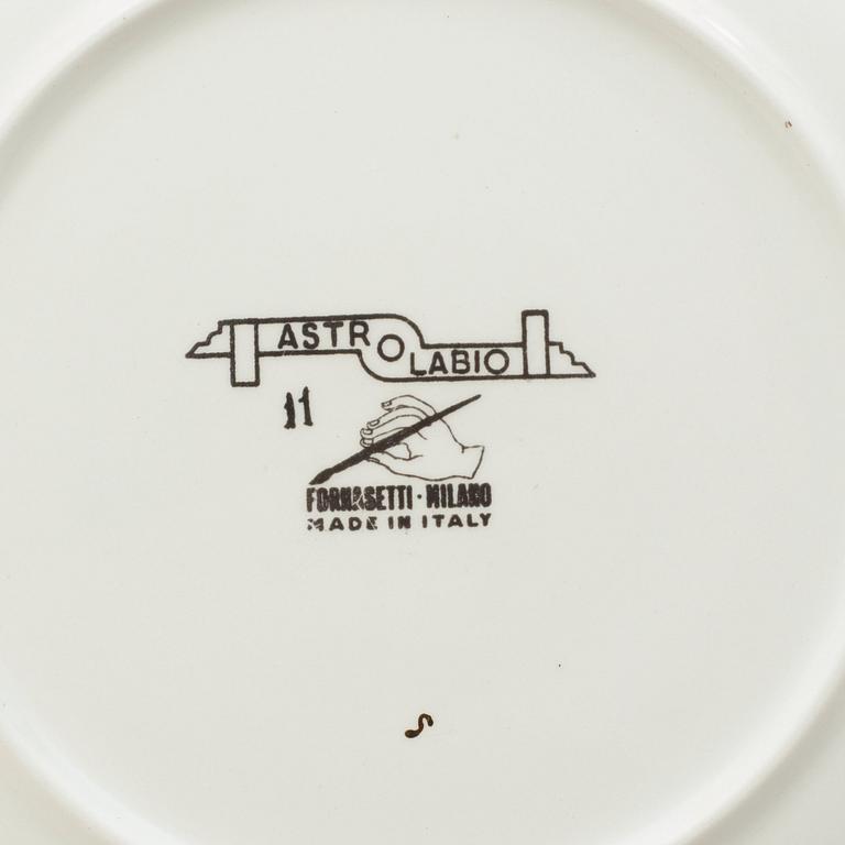 A set of 10 Piero Fornasetti porcelain plates, Milano, Italy.