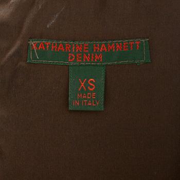 KATHARINE HAMNETT, a brown velvet dress.