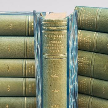 CARL GRIMBERG, "Svenska folkets underbara öden" 11 vol. Numrerad upplaga 347/1000. Signerad av författaren.