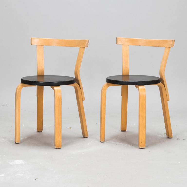 Alvar Aalto, stolar, 6 st, modell 68, Artek 1960-tal.