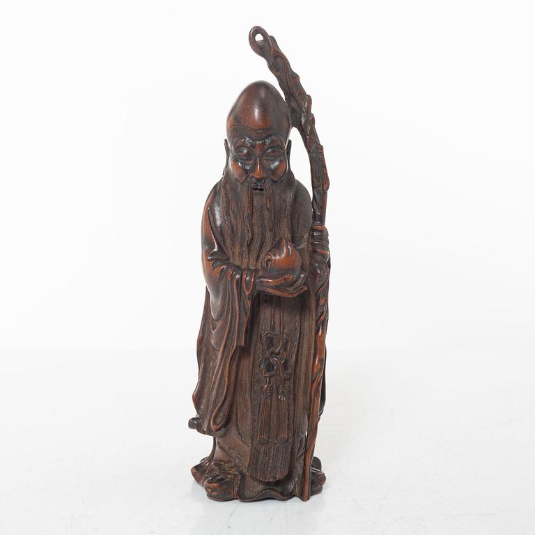 A Chinese Shoulao bamboo figure, Qing dynasty (1644-1912).