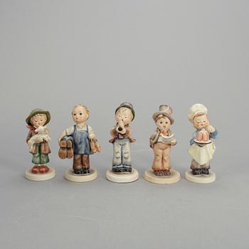 FIGURINER, 5 st, porslin, MJ Hummel, Goebel, 1900-tal.