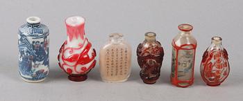 SNUSFLASKOR, 6 st, glas, porslin, Kina.