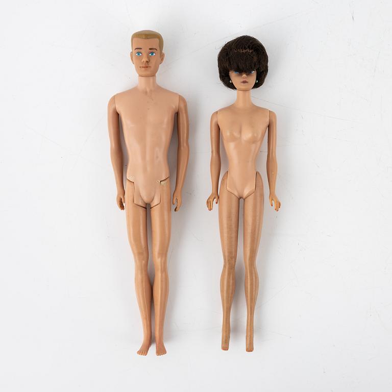 Mattel, Barbie and Ken, with clothes and accessories, 1960s.