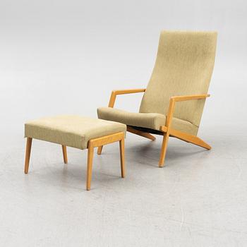 Fåtölj med fotpall, Sverige, 1960-tal.