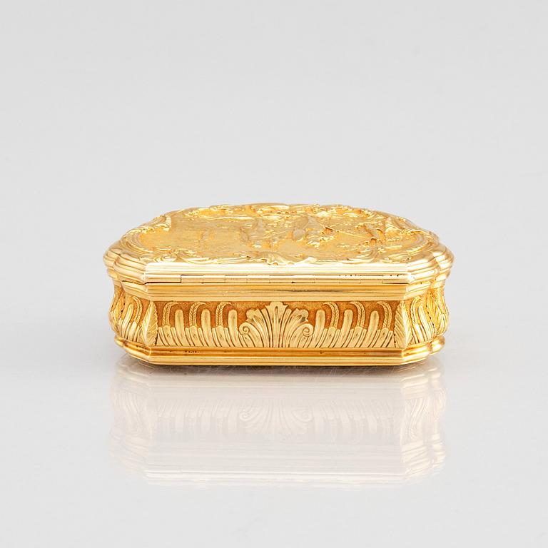 Frantz Bergs, dosa, guld, (verksam i Stockholm 1725-1777) 1700-talets mitt. Rokoko.