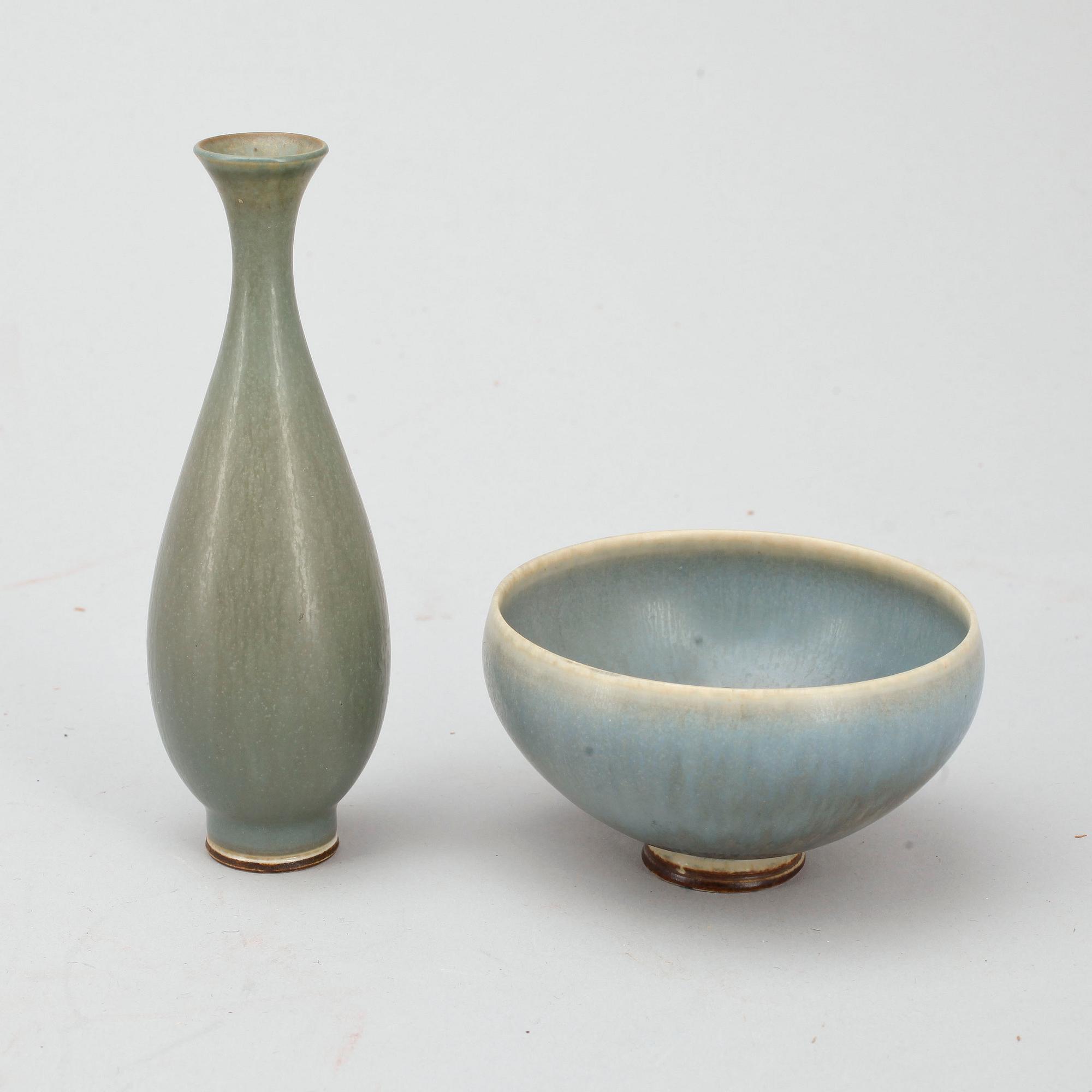 VAS samt SKÅL, stengods, Berndt Friberg Gustavsberg.