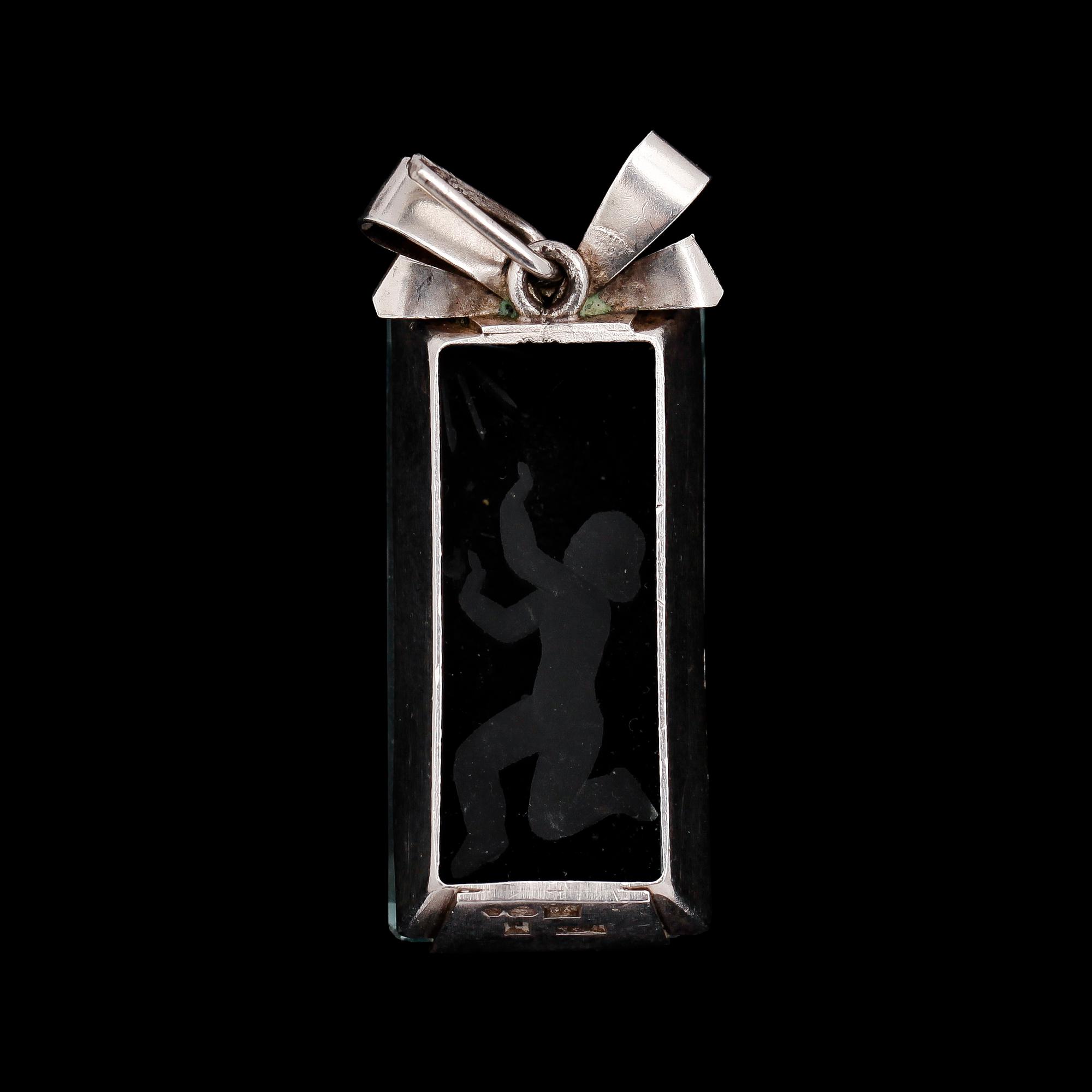 HÄNGE, silver. bergskritall, svenska stämplar, Tyringe 1949.