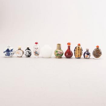 A set of ten different 20th century Chinese/East Asian snuff bottles.