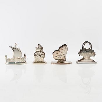 Napkin holders, 4 pieces, silver-plated, first half of the 20th century.