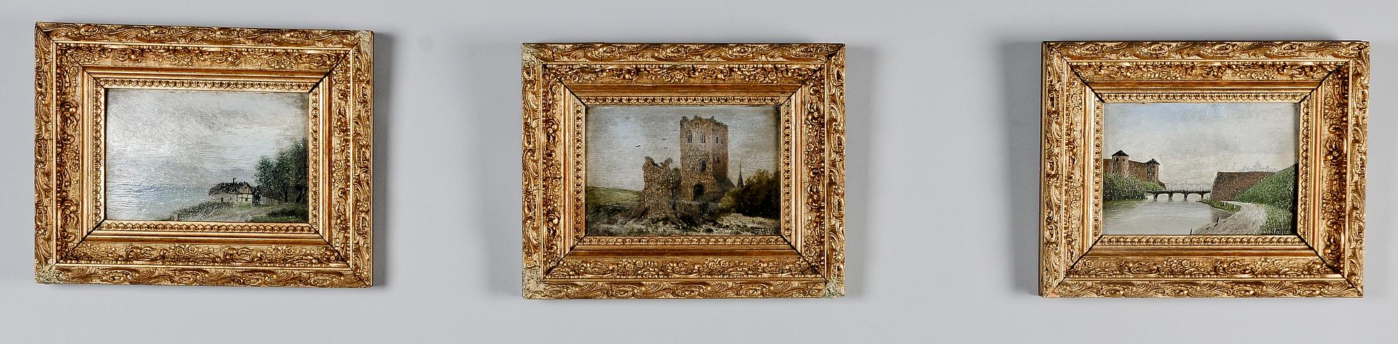 OKÄND KONSTNÄR, 3 st, 1800-tal, olja på pannå.