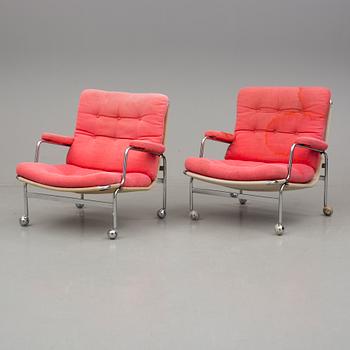 FÅTÖLJER, ett par samt fotpall, "Karin", Bruno Mathsson.