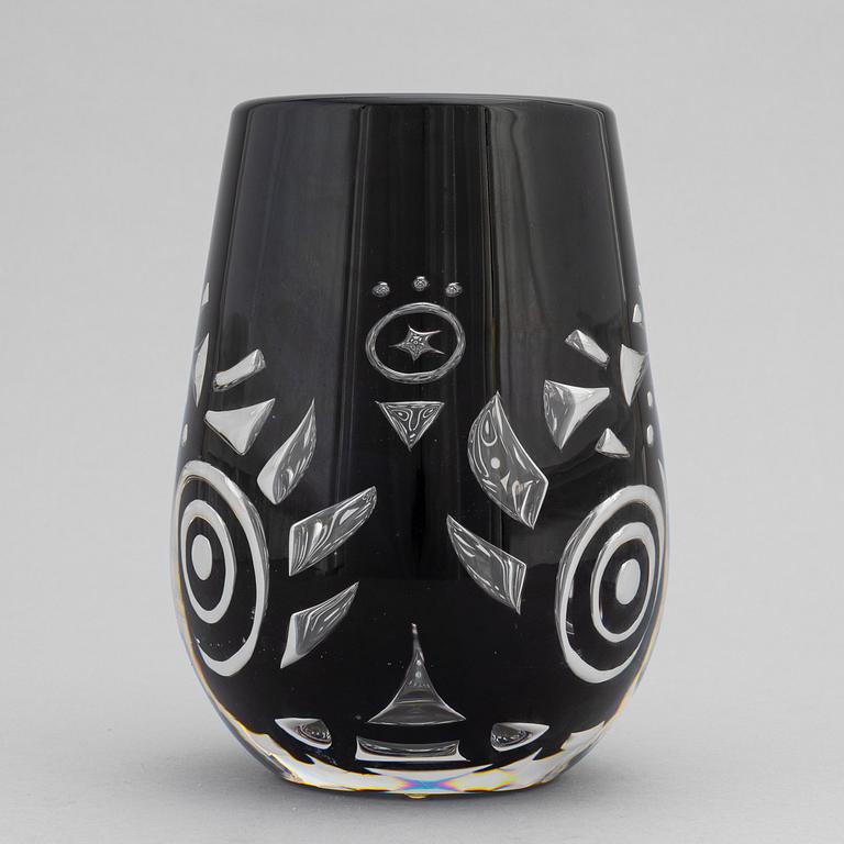 Lars Hellsten, vas, glas, "Kungen", signerad, Orrefors, 1988.