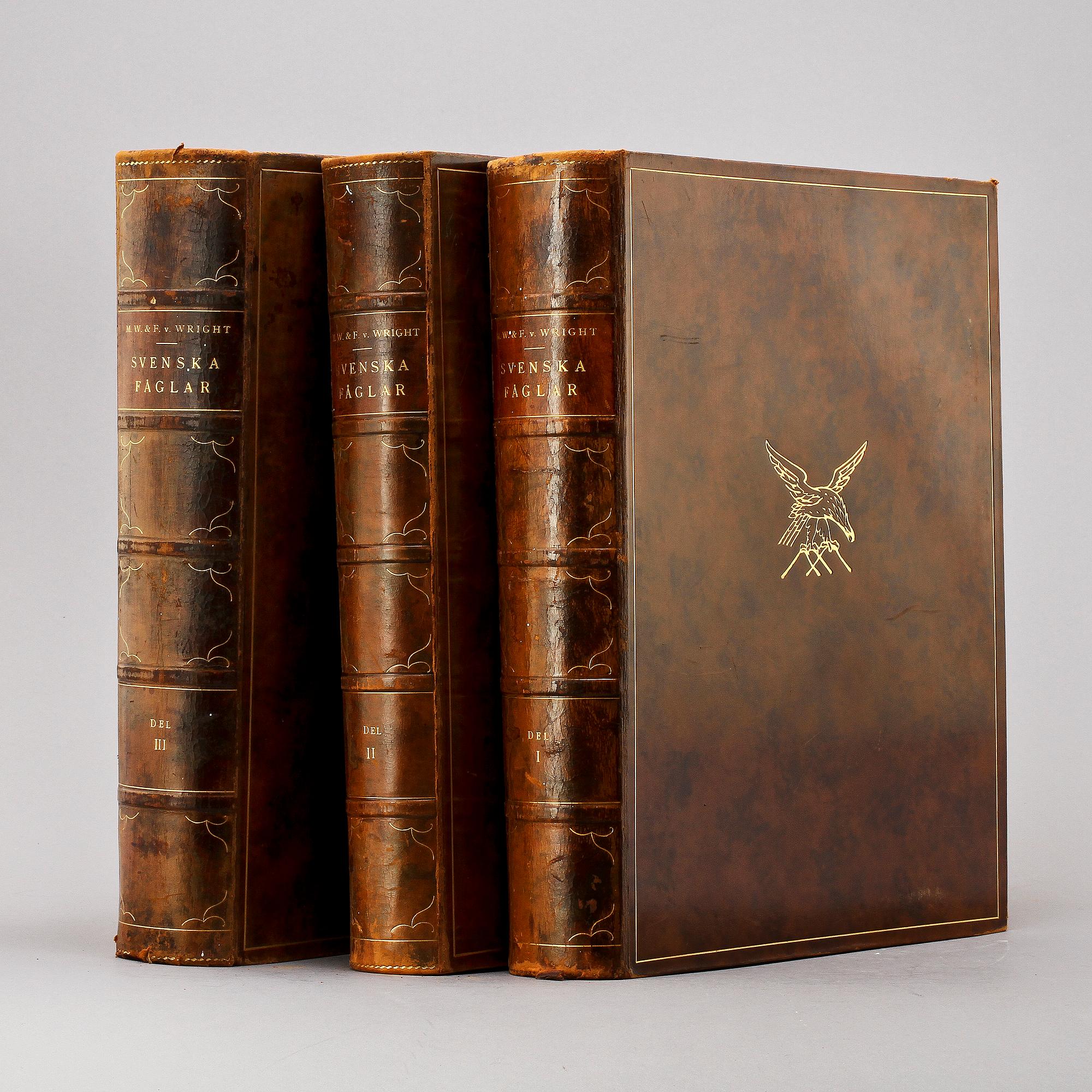 BOK, 3 vol, "Svenska Fåglar", M.W. & F von Wright, Stockholm, 1927-1929.