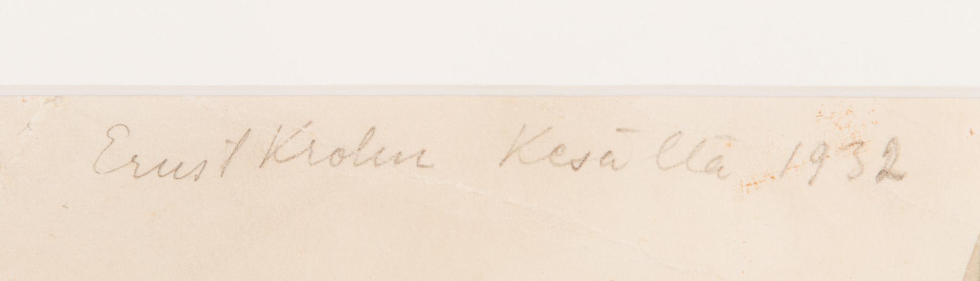 ERNST KROHN, vesiväri, signeerattu ja päivätty kesällä 1932.