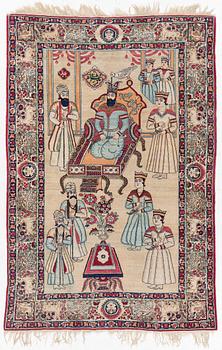 Matta, antik Kirman Laver figural, southeast persia, ca 205 x 135 cm.