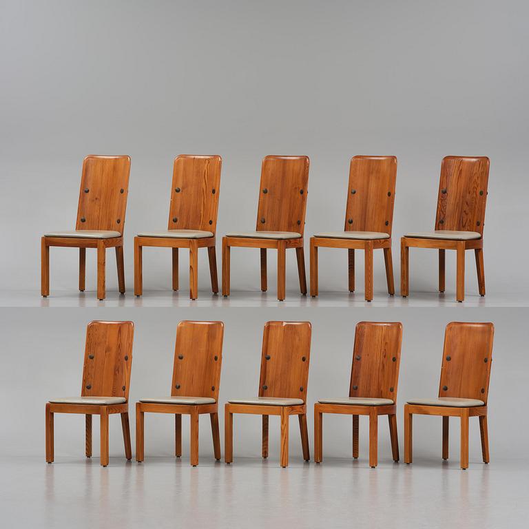 Axel Einar Hjorth, a set of ten stained pine "Lovö" chairs, Nordiska Kompaniet, Sweden, 1930s.