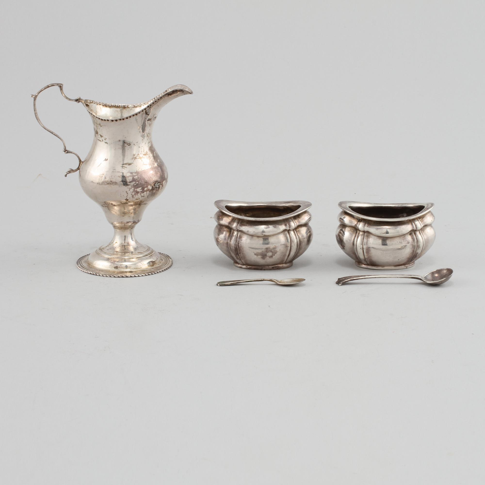 PARTI SILVER, 5 delar, mestdels England, 1800/1900-tal. Vikt 170 g.