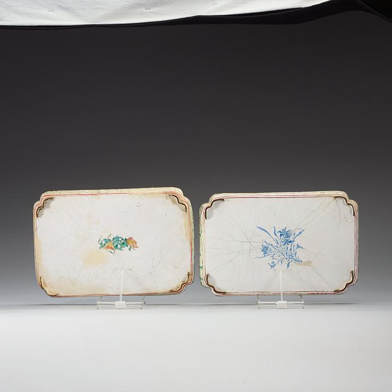 Two enamel on copper trays, Qing dynasty, Qianlong (1736-95).