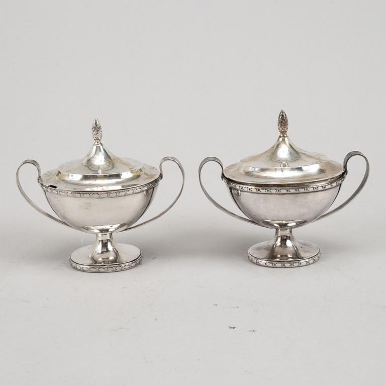 A pair of swedish empire style silver sugar bowls, mark of Bengt Ericsson, Stockholm 1934-35.