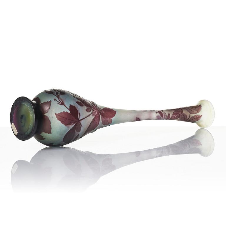 Emile Gallé, a set of two Art Nouveau cameo glass vases, Nancy, France.