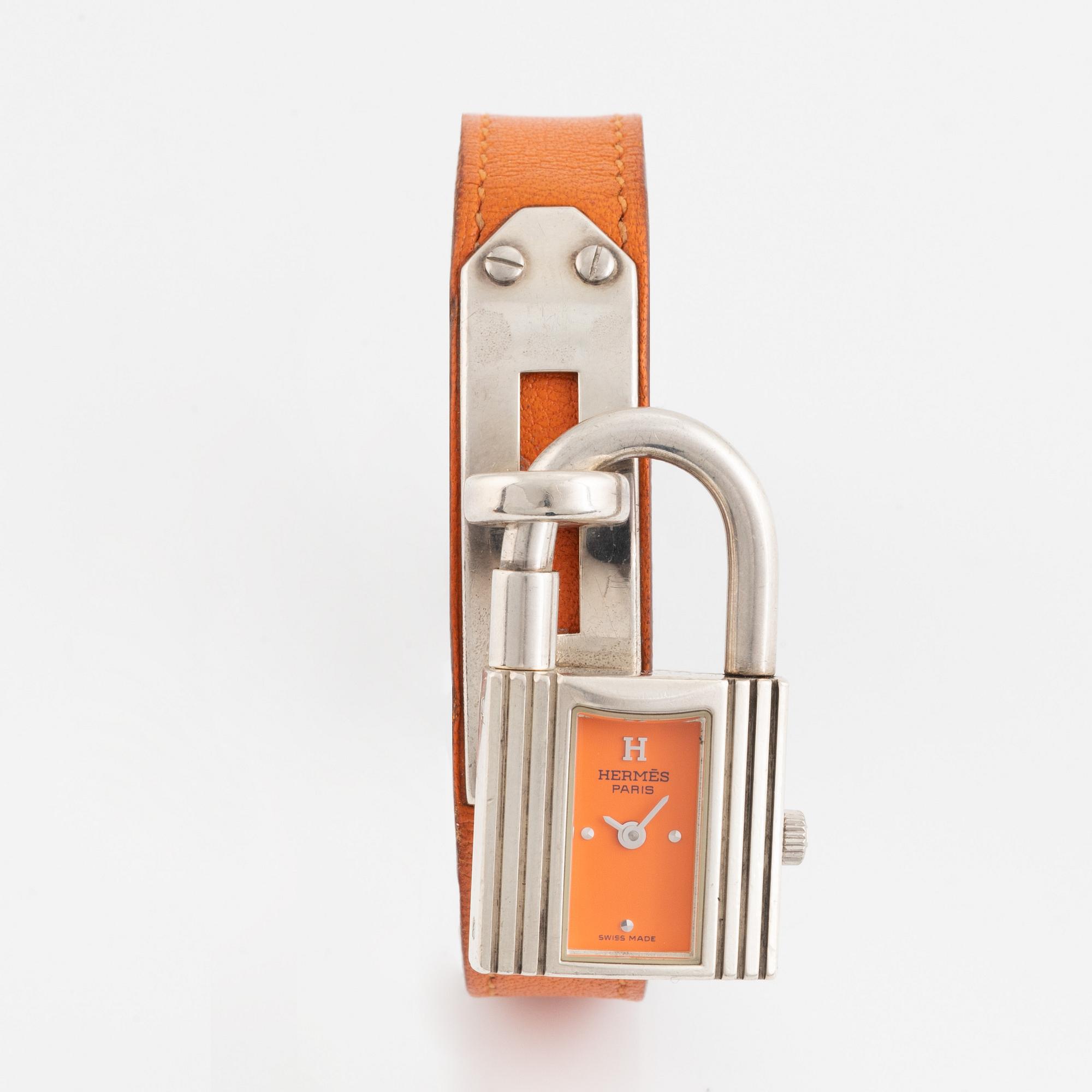 Hermès, Kelly Lock, "Silver Case", wristwatch, 20 x 20 (37,5) mm.