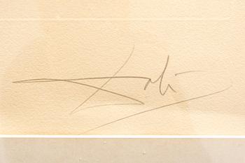 Salvador Dalí,  färglitografi med torrnål, signerad, V/CL.