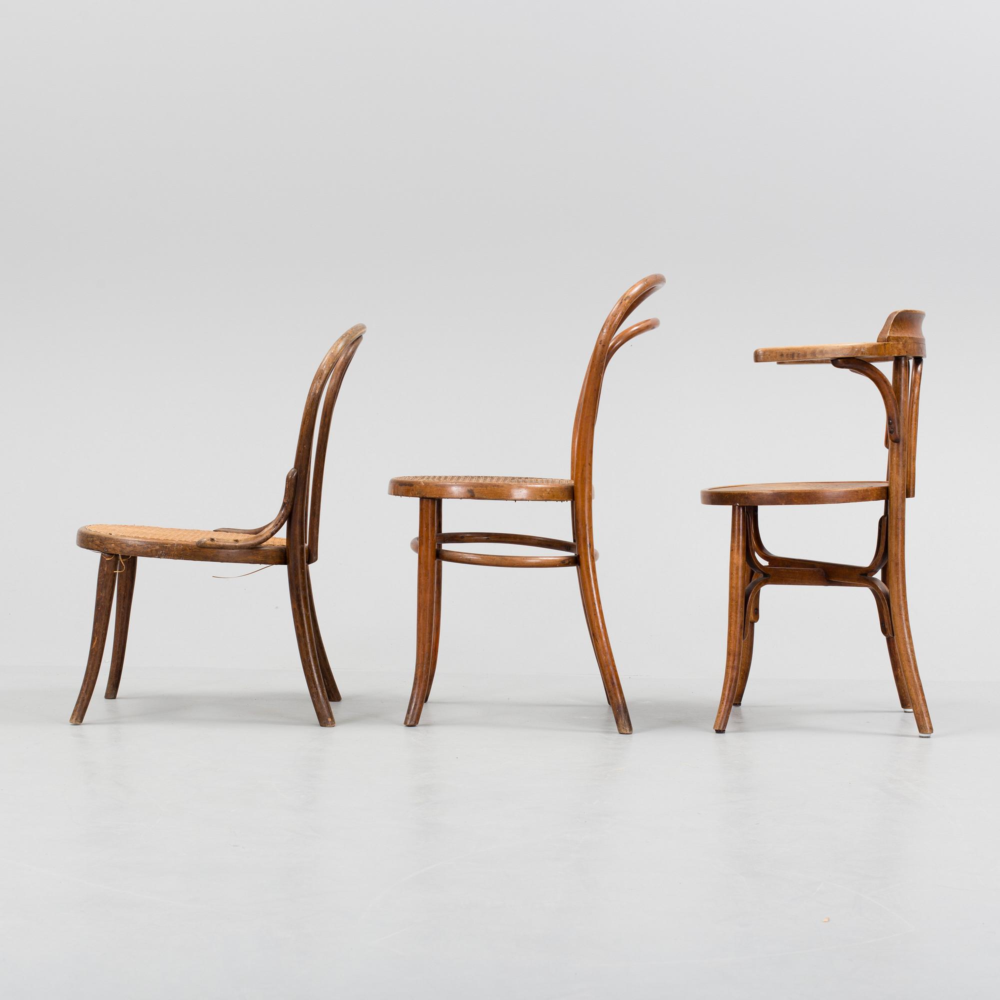 3 charir, among one is marked Thonet from the early 20th century.