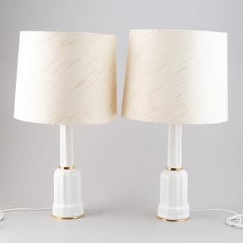 A pair of porcelain table lights, Heiberg model, probably Denmark. Second half of the 20th Century.
